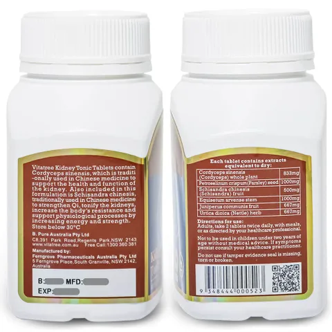 [Hàng nhập khẩu] Viên uống bổ thận Vitatree Kidney Tonic - Hỗ trợ chức năng thận với đông trùng hạ thảo và các thảo mộc 