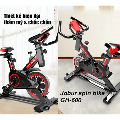 Xe đạp tập thể thao Jobur Spinbike GH-600 - Khung hợp kim chắc chắn, tải trọng 100kg, động cơ dây curoa êm ái, tiện lợi cho tập luyện tại nhà