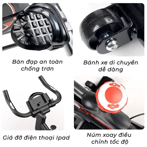 Xe đạp tập thể thao Jobur Spinbike GH-600 - Khung hợp kim chắc chắn, tải trọng 100kg, động cơ dây curoa êm ái, tiện lợi cho tập luyện tại nhà