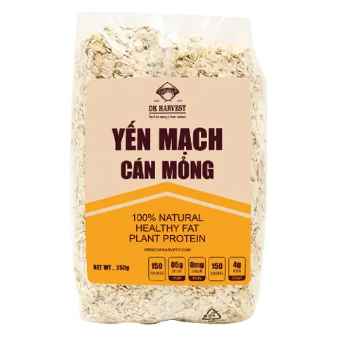 Yến Mạch Cán Mỏng DK Harvest 250g - Ngũ Cốc Tốt Cho Sức Khỏe, Tiện Dụng, Giàu Dinh Dưỡng, Hỗ Trợ Giảm Cân và Tiêu Hóa
