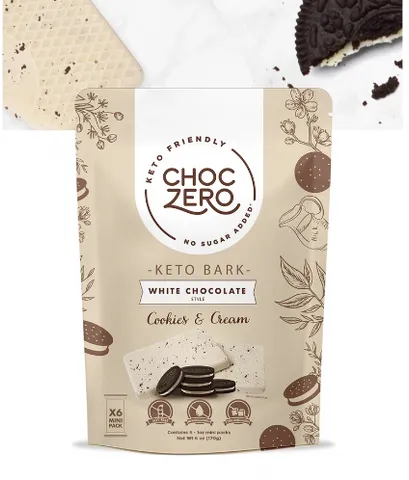 Bánh Cookies Choczero Socola Trắng Cookies & Cream Keto Bark - Nguyên Liệu Tự Nhiên, Không Đường, Dùng Cho Người Kiêng Đường