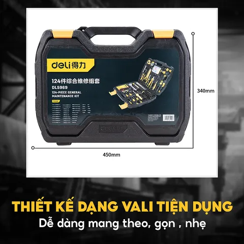 Bộ Dụng Cụ Sửa Chữa Deli Đa Năng 124 Chi Tiết - Bộ Dụng Cụ Thực Dụng Cao Cấp Cho Mọi Gia Đình, Tiện Ích Và Bền Bỉ