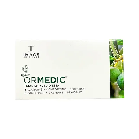Bộ sản phẩm Image Ormedic làm dịu da - Sữa rửa mặt, mặt nạ, serum và kem dưỡng ẩm cho mọi loại da