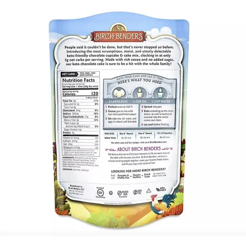 Bột Bánh Cupcake & Cake Birch Benders Keto Mix 310g - Bột Pha Bánh Không Gluten, Phù Hợp Với Chế Độ Low Carb, Nguyên Liệu Tự Nhiên, Vị Chocolate Thơm Ngon