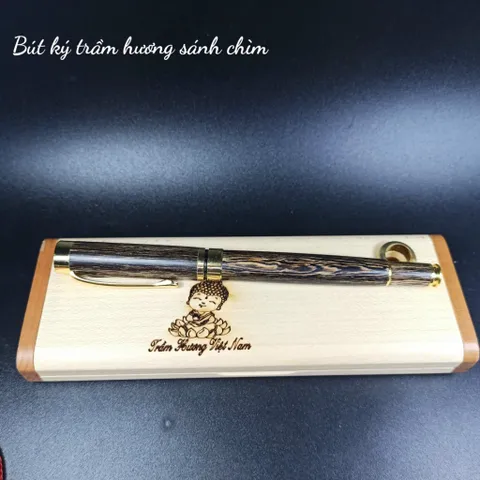 Bút Ký Trầm Hương Sánh Chìm TUDO Kèm Hộp Gỗ Sang Trọng - Đồ Viết Cao Cấp Mang Năng Lượng Tích Cực