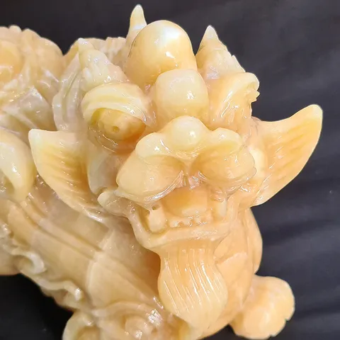 Cặp Tỳ Hưu Đá Ngọc Hoàng Long Để Bàn - Phong Thủy Tài Lộc, May Mắn Cho Bàn Làm Việc, Thần Tài, Quầy Thu Ngân