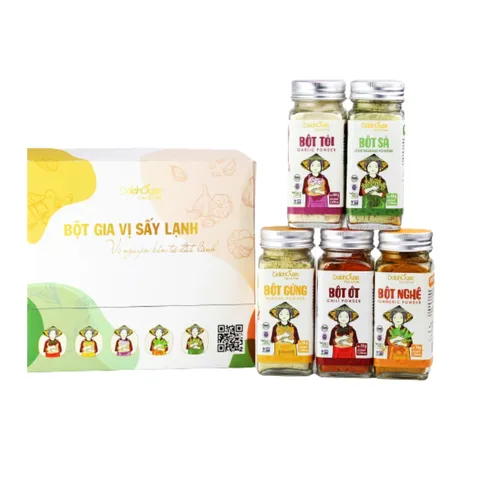 Combo Bột Gia Vị Nguyên Chất Sấy Lạnh Dalahouse - Hộp 5 Lọ 50g, Gia Vị Hữu Cơ Tự Nhiên, Giúp Tăng Hương Vị Món Ăn An Toàn Sức Khỏe