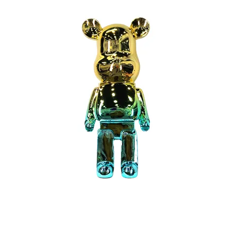 Gấu Bearbrick Mạ Xanh Ngọc Vàng DBCP292 - Mô Hình Trang Trí Sang Trọng, Đúc Composite, Đồ Chơi Sưu Tầm Cao Cấp