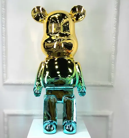 Gấu Bearbrick Mạ Xanh Ngọc Vàng DBCP292 - Mô Hình Trang Trí Sang Trọng, Đúc Composite, Đồ Chơi Sưu Tầm Cao Cấp