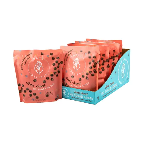 Hạt Socola Semi-Sweet Nướng Bánh Ăn Kiêng Bake Believe - Chip Socola Tự Nhiên, Không Đường, Keto Friendly, Gluten Free, Hỗ Trợ Nấu Nướng Topping