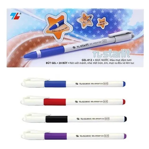 Hộp 20 Bút Gel Thiên Long GEL-012 - Viết êm mượt, màu đa dạng, tiện dụng cho học sinh, văn phòng