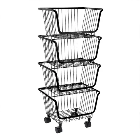 Kệ Rổ Đựng Đồ Nhà Bếp Sơn Tĩnh Điện Nhiều Tầng - Khung Thép Bền, Thiết Kế Khoa Học, Tiện Dụng Cho Bếp và SPA