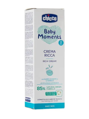 Kem Dưỡng Ẩm Chicco Rich Cream 100ml - Dưỡng Da Mềm Mịn, Chứa Omega và Vitamin E, An Toàn Cho Trẻ Sơ Sinh