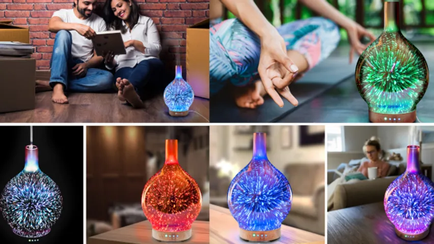 Máy khuếch tán tinh dầu LED RIO DHSP - Tăng cường độ ẩm và thư giãn - Dung tích 120ml, hẹn giờ tự động, đèn LED 7 màu, lý tưởng cho không gian sống