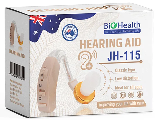 Máy Trợ Thính Đeo Tai Không Dây BioHealth JH-115 - Thiết Kế Nhỏ Gọn, Khuếch Đại Âm Thanh Cho Người Nghe Kém