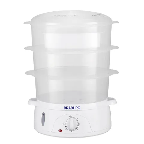 Nồi Hấp Điện Đa Năng 3 Tầng Braburg 9L - Thiết Kế Thời Trang, Tiết Kiệm Thời Gian Hấp Nhiều Món Ăn Khác Nhau