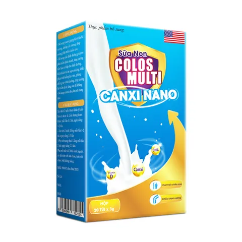 Sữa Non Colosmulti Canxi Nano Cho Bé - Bổ Sung Dinh Dưỡng, Tăng Chiều Cao, Cải Thiện Hệ Miễn Dịch - Hộp 20 Gói 3g