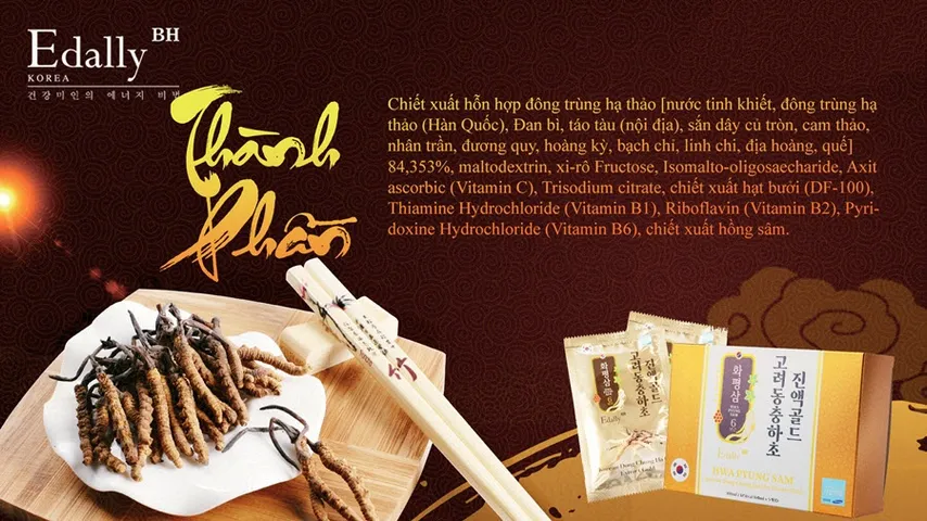 Tinh Chất Đông Trùng Hạ Thảo Edally Hwa Pyung Sam 60ml - Bổ Thận, Tốt Gan, Cải Thiện Sức Khỏe, Giúp Đẹp Da và Tóc
