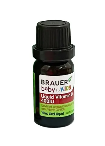 Vitamin D3 Brauer Dạng Nước 400 IU - Tăng Cường Hấp Thu Canxi, Hỗ Trợ Xương Khỏe Mạnh cho Trẻ Sơ Sinh của Úc