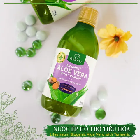 Nước ép nha đam Lifestream Biogenic Aloe Vera và nghệ - Hỗ trợ tiêu hóa tự nhiên, tăng cường sức khỏe hệ tiêu hóa 500ml