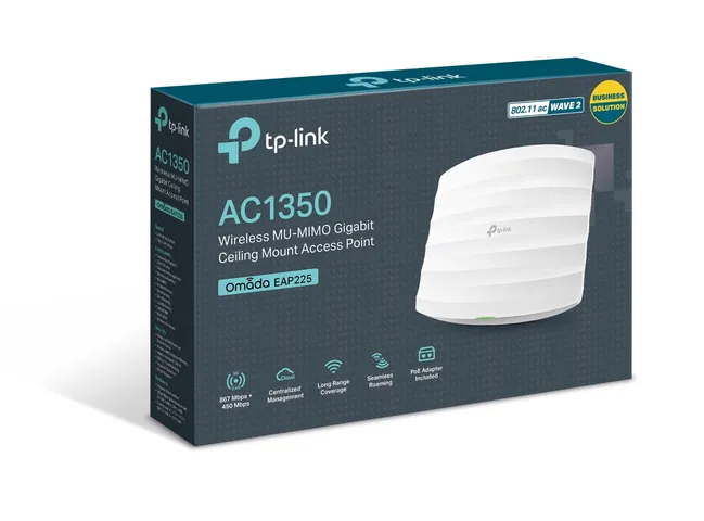 Access Point Wi-Fi Gắn Trần TP-Link EAP225 AC1350 MU-MIMO - Kết Nối Mạng Nhanh Chóng, Bảo Mật Cao, Quản Lý Dễ Dàng