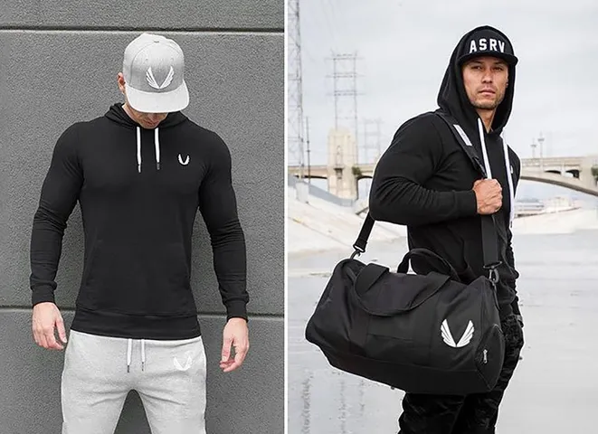 Áo thể thao nam dài tay ASRV có túi - Chất liệu thun Polyester thoáng khí, co dãn cao, phù hợp cho tập Gym và thể thao hàng ngày.