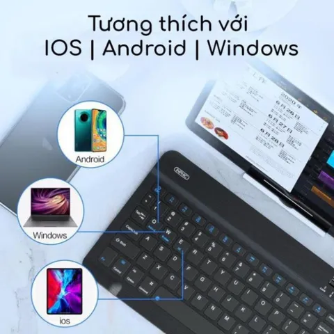 Bàn phím Bluetooth Inphic V750B - Kết nối ổn định cho iOS, Android, Windows - Không dây, mỏng nhẹ, pin sạc lại, tiện dụng cho laptop và tablet