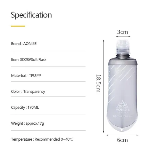 Bình Nước Mềm Aonijie SD23 - Chất Liệu An Toàn, Tiện Lợi Cho Mọi Môn Thể Thao Ngoài Trời, Dung Tích 170ml & 420ml
