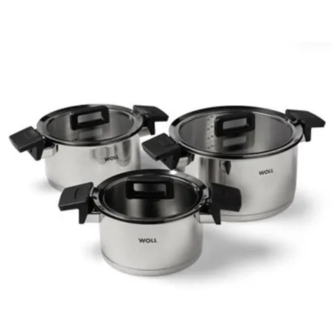 Bộ 3 Nồi Woll Concept NCSET004 Bằng Thép Cao Cấp - Sang Trọng, Truyền Nhiệt Tốt, Dễ Vệ Sinh Cho Tất Cả Các Loại Bếp Gas, Điện, Từ