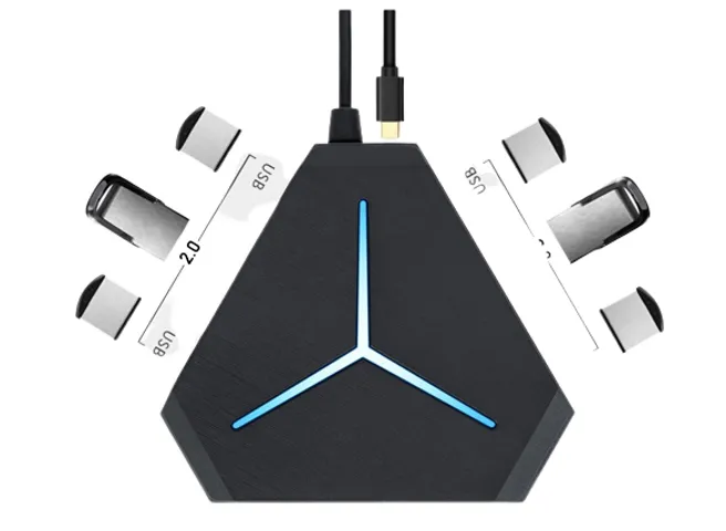 Bộ chia cổng HUB USB 2.0 Sidotech - Mở rộng kết nối cho laptop, PC, tương thích mọi hệ điều hành, cổng Audio 3.5mm, đèn LED báo hiệu