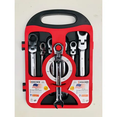 Bộ cờ lê vòng miệng tự động Kako 7 chi tiết 8-19mm - Dụng cụ sửa chữa chất lượng cao, thiết kế thông minh, đầu xoay 180 độ