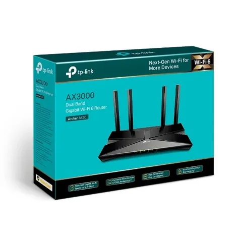 Bộ phát Wi-Fi 6 TP-Link Archer AX50 - Tốc độ 3000Mbps, Kết nối Nhanh Chóng, Độ Bảo Mật Cao, 4 Ăng Ten, Giải Pháp Mạng Gia Đình Tối Ưu