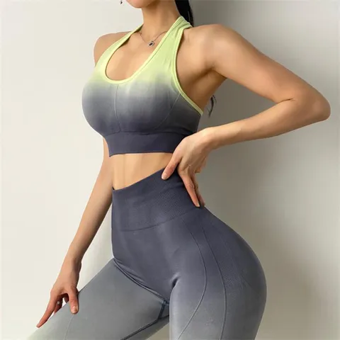 Bộ Quần Áo Tập Gym Yoga Nữ AMIN AM055 - Thời Trang Ombre Co Giãn 4 Chiều, Khả Năng Thấm Hút Mồ Hôi Tốt