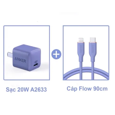 Bộ sạc nhanh Anker PowerPort Nano 20W A2633 + cáp Powerline III Flow A8662 - Sạc nhanh công nghệ hiện đại cho điện thoại Lightning