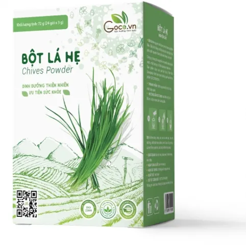 Bột lá hẹ Goce sấy khô 100% nguyên chất - Thực phẩm bổ sung giàu chất xơ, hỗ trợ tiêu hóa và giảm táo bón, tiện lợi 24 gói nhỏ.