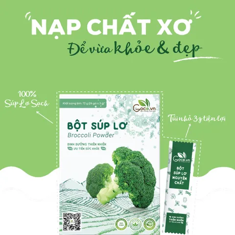 Bột Súp Lơ Goce Nguyên Chất Sấy Lạnh - Bổ Sung Vitamin C Tăng Cường Miễn Dịch và Giảm Cân, Đóng Gói Tiện Dụng 72g