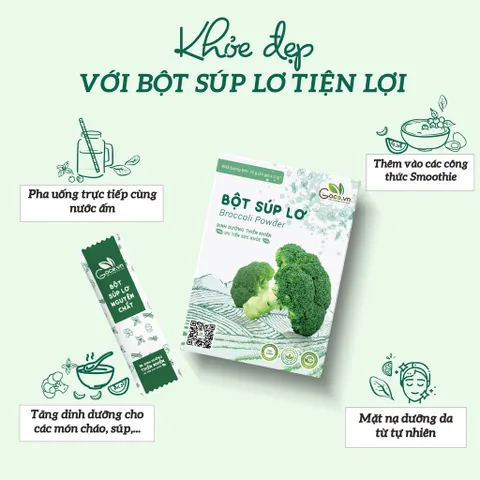 Bột Súp Lơ Goce Nguyên Chất Sấy Lạnh - Bổ Sung Vitamin C Tăng Cường Miễn Dịch và Giảm Cân, Đóng Gói Tiện Dụng 72g