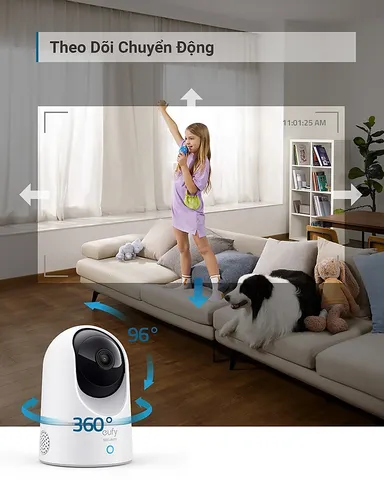 Camera 2K Eufy T8410 - Camera AI Xoay 360 Độ Pan and Tilt với Âm Thanh Hai Chiều, Giám Sát An Ninh Thông Minh cho Gia Đình