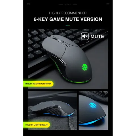 Chuột Chơi Game Inphic PB1P Có Dây 6 Nút 4000 DPI - Độ Nhạy Cao, Tương Thích Nhiều Thiết Bị Máy Tính