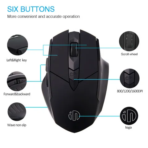 Chuột không dây Inphic PM6 2.4G Bluetooth/Wifi - Công nghệ cảm biến quang học, thiết kế gọn nhẹ, sử dụng bền bỉ, pin sạc lâu dài