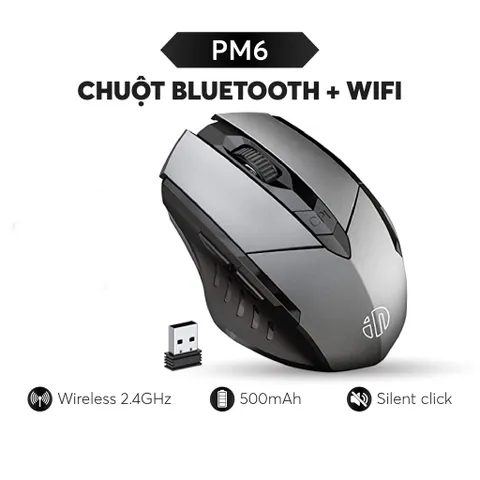 Chuột không dây Inphic PM6 2.4G Bluetooth/Wifi - Công nghệ cảm biến quang học, thiết kế gọn nhẹ, sử dụng bền bỉ, pin sạc lâu dài