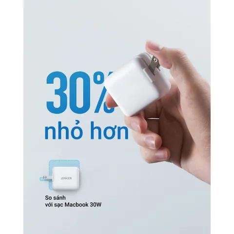 Củ Sạc Nhanh Anker A2615 PowerPort III 30W Chân Gập 1 Cổng - Sạc Điện Thoại, Máy Tính Bảng, Laptop, Thiết Kế Gọn Nhẹ, Tương Thích Type-C