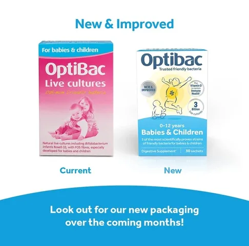 Men vi sinh Optibac cho trẻ từ 0-12 tuổi - Hỗ trợ tiêu hóa, cải thiện táo bón và sức khỏe hệ vi sinh đường ruột cho trẻ nhỏ và mẹ bầu