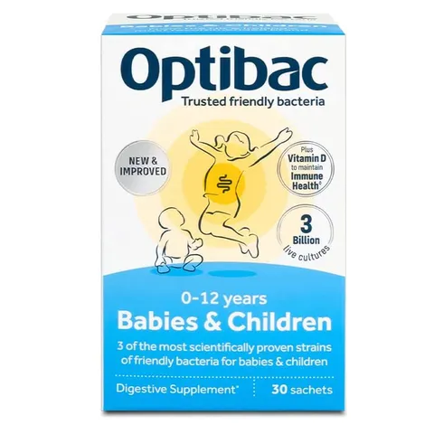 Men vi sinh Optibac cho trẻ từ 0-12 tuổi - Hỗ trợ tiêu hóa, cải thiện táo bón và sức khỏe hệ vi sinh đường ruột cho trẻ nhỏ và mẹ bầu