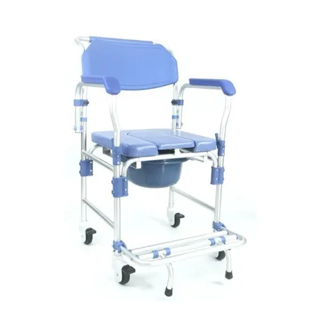 Ghế bô vệ sinh Lucass GX-200 có bánh xe - Ghế hỗ trợ đi vệ sinh cho người già, khung nhôm chắc chắn, bệ ngồi dễ vệ sinh.