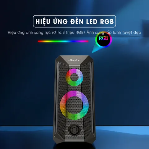 Loa máy tính mini để bàn âm thanh vòm 3D Sidotech K102 - Âm thanh sống động, đèn LED RGB đa màu sắc, tương thích với PC và laptop