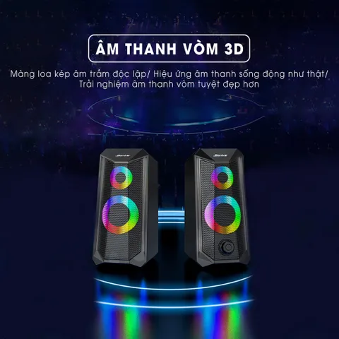 Loa máy tính mini để bàn âm thanh vòm 3D Sidotech K102 - Âm thanh sống động, đèn LED RGB đa màu sắc, tương thích với PC và laptop