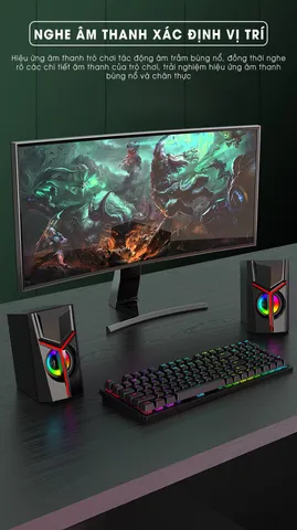Loa Máy Tính Mini Để Bàn SIDOTECH DX19 - Hiệu Ứng Âm Thanh Stereo Bass Mạnh Mẽ và Đèn LED RGB Rực Rỡ