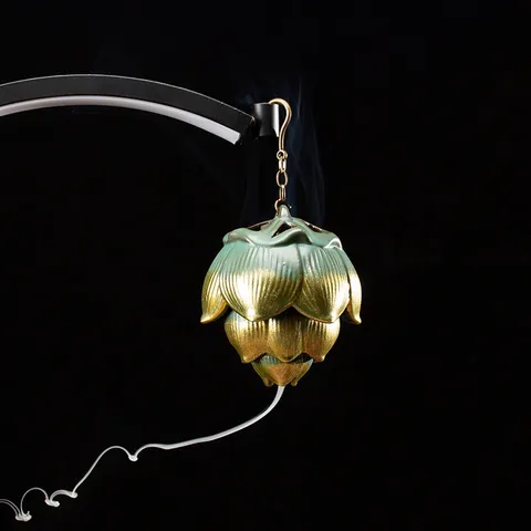 Lư Đốt Trầm Hương Gốm Sứ Hình Hoa Sen - Vật Phẩm Phong Thủy Trang Trí Không Gian Sang Trọng, Giao Hàng Toàn Quốc