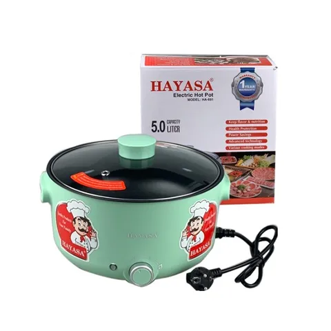 Nồi Lẩu Điện Đa Năng 5L Hayasa HA-691 - 1300W Tiết Kiệm Điện, Chế Biến Món Ngon Dễ Dàng, Chống Dính, Tốt Cho Gia Đình
